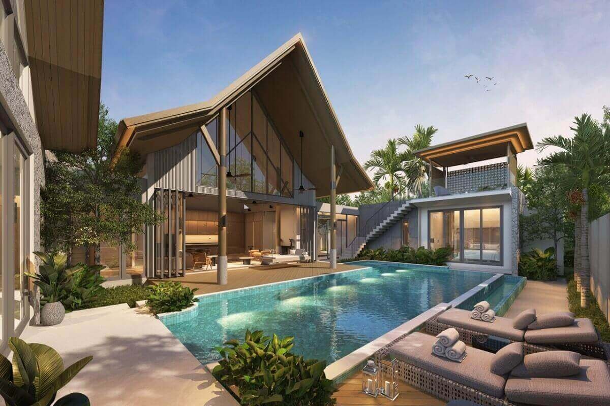4 bedroom modern oriental tropical pool villas for sale near laguna area cherngtalay phuket thai residential pool terrace.jpg